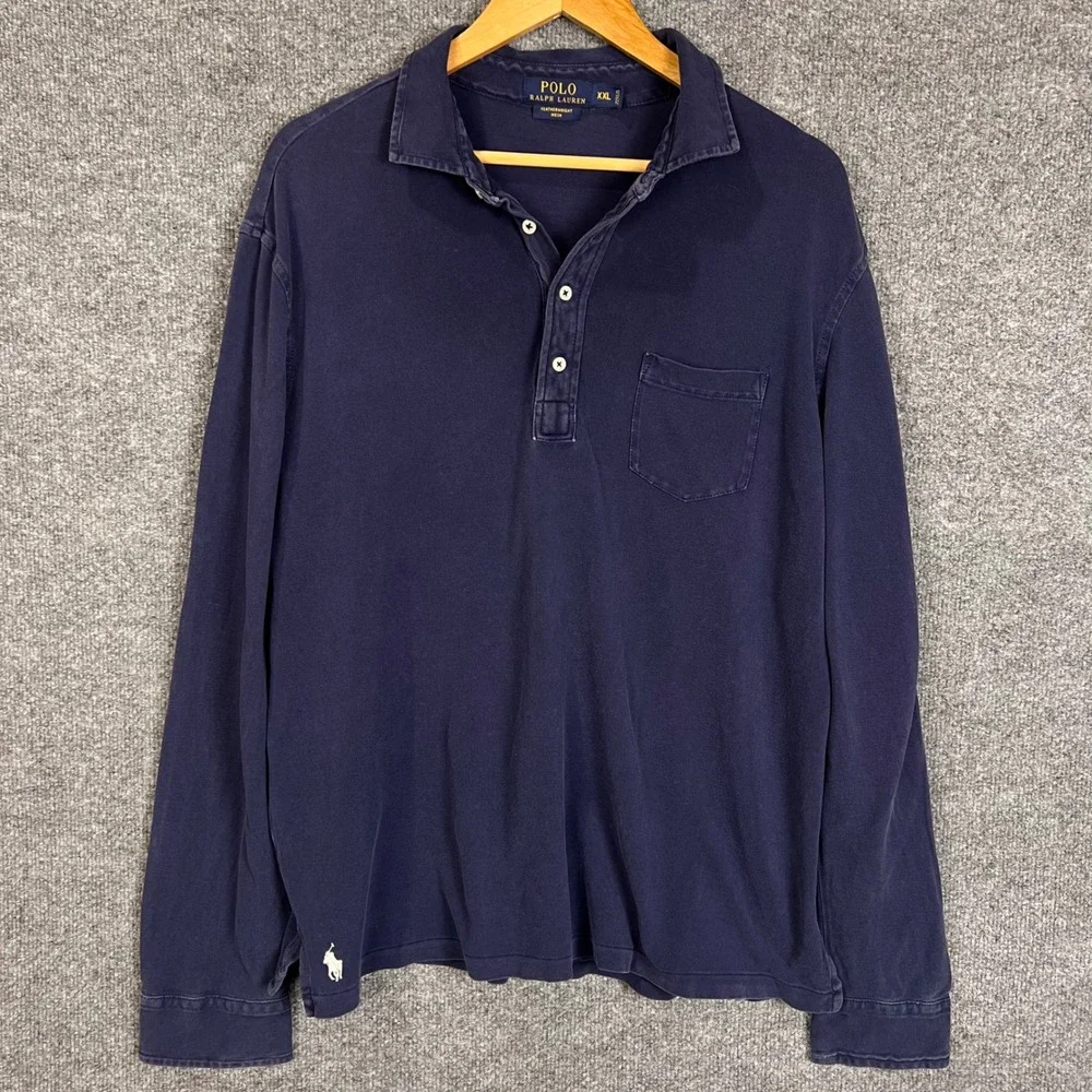 Polo Ralph Lauren Polo Shirt Mens XXL Navy Blue Excellent Featherweight Mesh